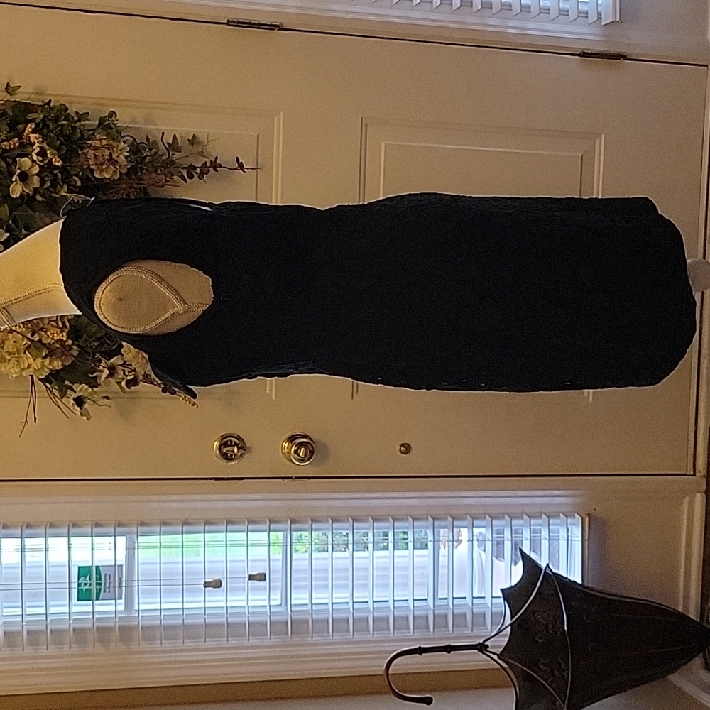 T. BLEU black lace sleeveless dress lined modified Vneck fitted waist Med New … - Picture 5 of 12